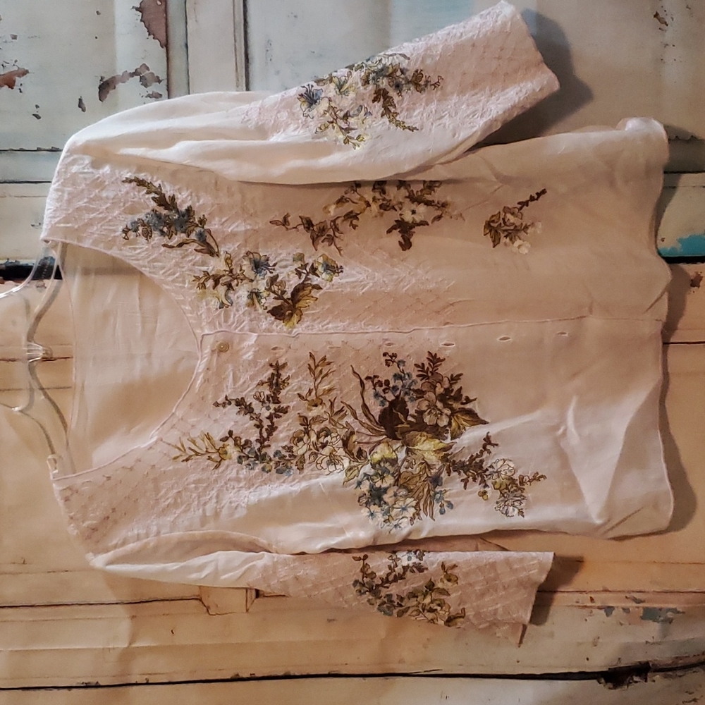 Semi-Sheer Button Down Floral Top